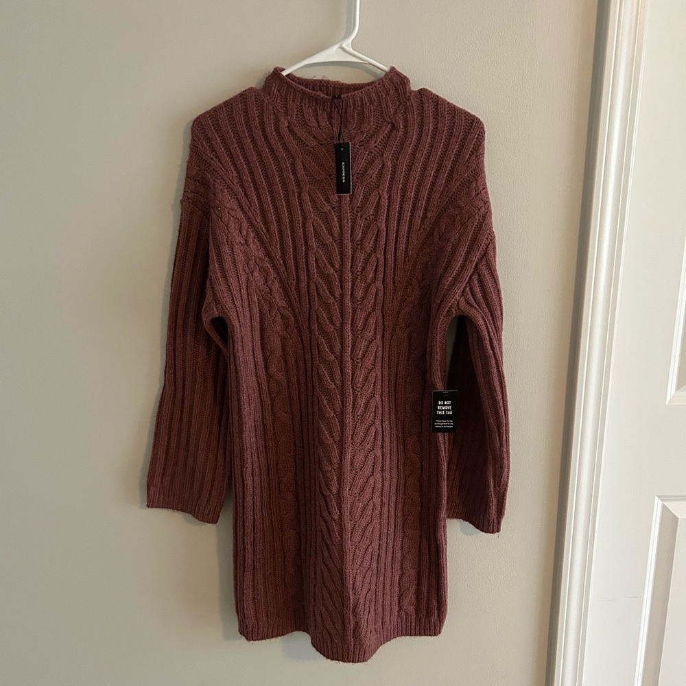 Express Cable Knit Sweater in Mauve